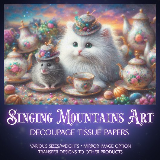ヴィンテージティータイムキッテンマウス魔法の切り離し 薄葉紙