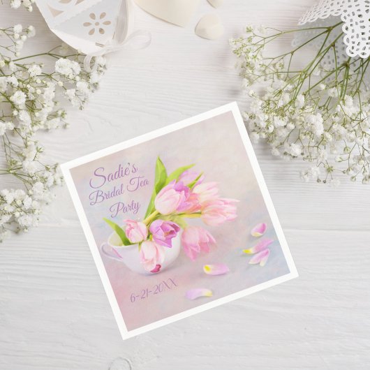 ヴィンテージティーチューリップブライダルティーシャワーナプキンズ スタンダードカクテルナプキン