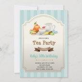 ヴィンテージティーテーマ誕生日の招待 招待状 (正面)