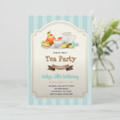 ヴィンテージティーテーマ誕生日の招待 招待状 (スタンド正面)
