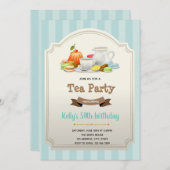 ヴィンテージティーテーマ誕生日の招待 招待状 (正面/裏面)