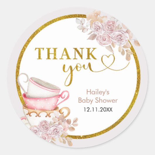 ヴィンテージティーパーティーありがとうステッカー ラウンドシール (正面)