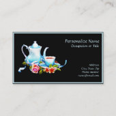 ヴィンテージティーパーティーイベントプランナーブエレガントルーブラック 名刺 (正面)