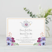 ヴィンテージティーパーティーティーポットフローラブライダルシャワー 招待状 (スタンド正面)