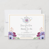 ヴィンテージティーパーティーティーポットブライダルシャワー 招待状 (正面)