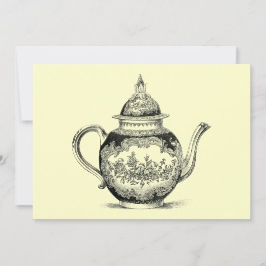 ヴィンテージティーパーティーテンプレート招待状 招待状 (裏面)