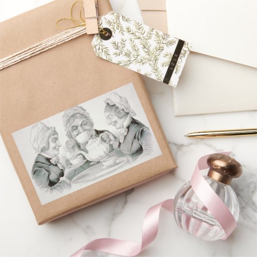 ヴィンテージティーパーティーフレンズ、応援 長方形シール (ギフト)