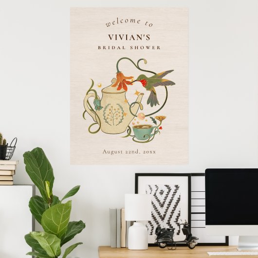 ヴィンテージティーパーティーブライダルシャワーへようこそ ポスター (ホームオフィス)