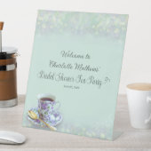 ヴィンテージティーパーティーブライダルシャワーグリーンウェルカム 台座サイン (インサイチュ)