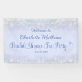 ヴィンテージティーパーティーブライダルシャワーブルーウェルカム 横断幕 (横)