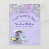 ヴィンテージティーパーティーブライダルシャワーラベンダーの招待 ポストカード (正面)