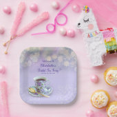 ヴィンテージティーパーティーブライダルシャワーラベンダースクエア ペーパープレート (パーティー)