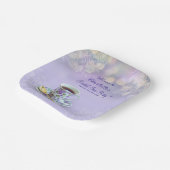 ヴィンテージティーパーティーブライダルシャワーラベンダースクエア ペーパープレート (傾斜あり)
