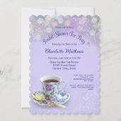 ヴィンテージティーパーティーブライダルシャワーラベンダー 招待状 (正面)