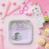 ヴィンテージティーパーティーブライダルシャワー薄紫広場 ペーパープレート (パーティー)