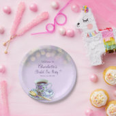 ヴィンテージティーパーティーブライダルシャワー薄紫 ペーパープレート (パーティー)