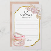 ヴィンテージティーパーティーベビーシャワーアドバイスカード (正面/裏面)