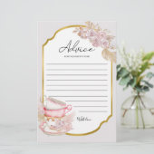 ヴィンテージティーパーティーベビーシャワーアドバイスカード (スタンド正面)