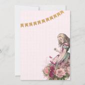 ヴィンテージティーパーティーベビーシャワーアリスIn Wonderland 招待状 (裏面)