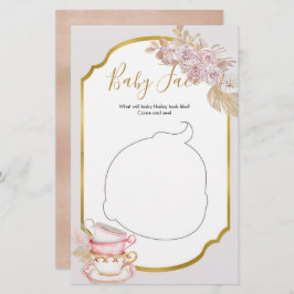 ヴィンテージティーパーティーベビーシャワーベビー顔ゲーム