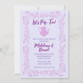 ヴィンテージティーパーティーベビーシャワーラベンダーフローラ 招待状 (正面)