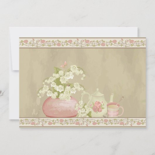 ヴィンテージティーパーティーベビーシャワー 招待状 (裏面)