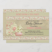 ヴィンテージティーパーティーベビーシャワー 招待状 (正面/裏面)