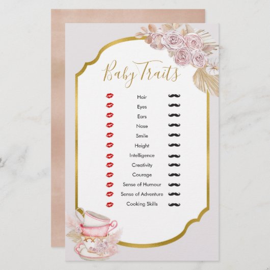 ヴィンテージティーパーティーベビートレイトゲームシャワー (正面/裏面)