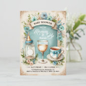 ヴィンテージティーパーティー少年の赤ちゃんシャワー 招待状 (スタンド正面)