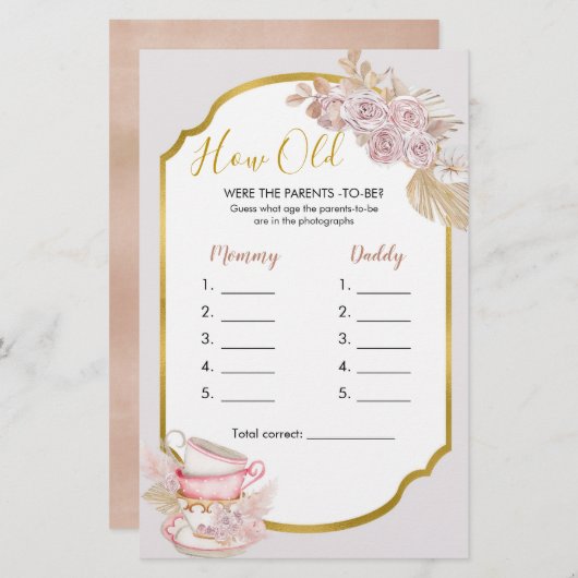 ヴィンテージティーパーティー親ゲームは何歳だった (正面/裏面)