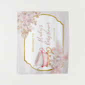 ヴィンテージティーパーティー赤ちゃんシャワー背景 タペストリー (正面)