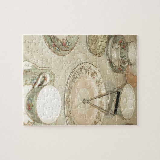 ヴィンテージティーパーティー、中国ティーセット粗末なシック ジグソーパズル (横)