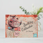 ヴィンテージティーポグランジットカスタム誕生日招待状 招待状 (スタンド正面)