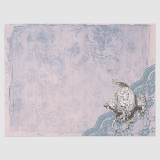 ヴィンテージティーポットとレースのデコページ 薄葉紙 (正面)