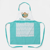 ヴィンテージティーポットと水玉模様 エプロン (正面)