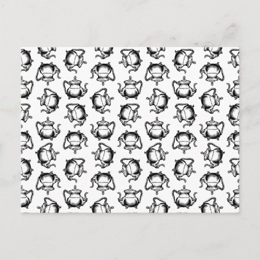 ヴィンテージティーポットアンティークティーポットカスタムBGカラー ポストカード (正面)