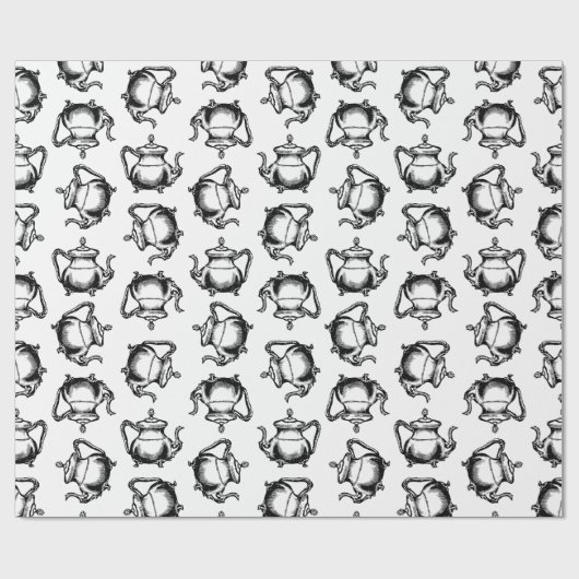 ヴィンテージティーポットアンティークティーポットカスタムBGカラー ラッピングペーパー (フラット)