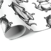 ヴィンテージティーポットアンティークティーポットカスタムBGカラー ラッピングペーパー (ロールコーナー)