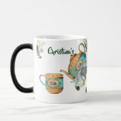 ヴィンテージティーポットフローラアフタヌーンハイティー誕生日  モーフィングマグカップ (左)