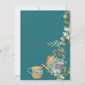 ヴィンテージティーポットフローラアフタヌーンハイティー誕生日 招待状 (裏面)