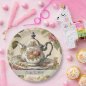 ヴィンテージティーポットフローラブライダルシャワーティーパーティー ペーパープレート (パーティー)