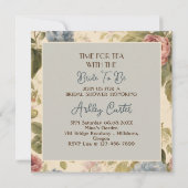 ヴィンテージティーポットフローラブライダルシャワーティーパーティー 招待状 (裏面)