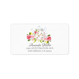 ヴィンテージティーポットフローラ差出人住所ラベル ラベル