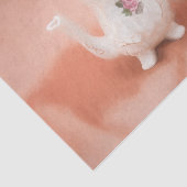 ヴィンテージティーポットホワイトピンクアンティークデコパージュ 薄葉紙 (詳細)