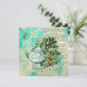 ヴィンテージティーポット&エフェメラコラージグリーティングカード (スタンド正面)