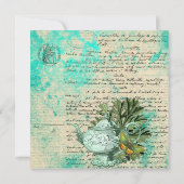 ヴィンテージティーポット&エフェメラコラージグリーティングカード (裏面)