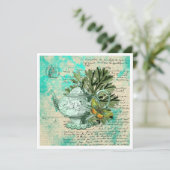 ヴィンテージティーポット&エフェメラコラージフラットカード (スタンド正面)