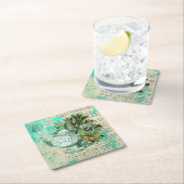 ヴィンテージティーポット&エフェメラコラージュ スクエアペーパーコースター (インサイチュ)