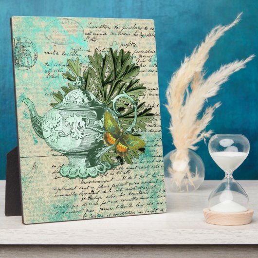 ヴィンテージティーポット&エフェメラコラージュ フォトプラーク (側面)