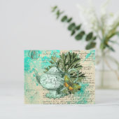 ヴィンテージティーポット&エフェメラコラージュ ポストカード (スタンド正面)